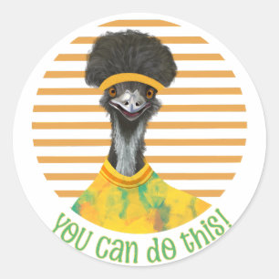 Sticker Rond Encouragez la joyeuse Emu Bird - Vous pouvez faire