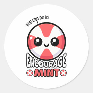 Sticker Rond Encouragez Mint ! Caricature à la menthe de bonbon