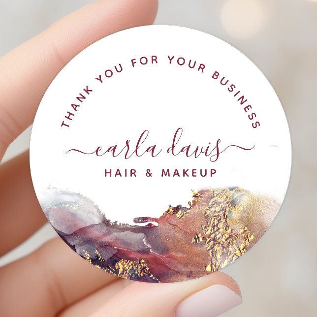 Sticker Rond Encre D'Aquarelle Liquide D'Art Moderne Purple Et  (Créateur téléchargé)