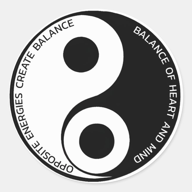 Sticker Rond Énergies Opposées, Créer un équilibre Yin Yang (Devant)
