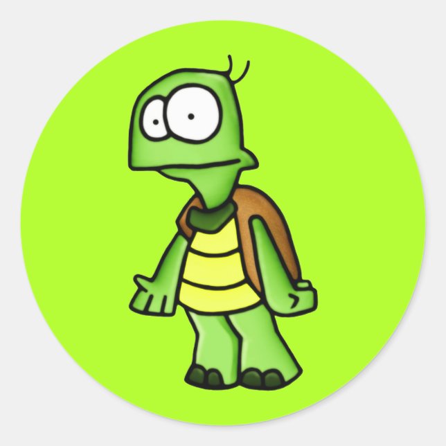 Sticker Rond Énergique la tortue (Devant)