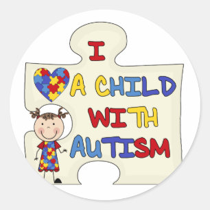 Sticker Rond Enfant avec l'autisme Brunette fille 2