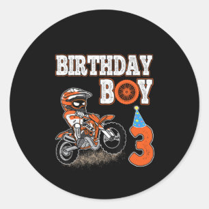 Sticker Rond Enfant de 3 ans - Enfant d'anniversaire - Vélo de