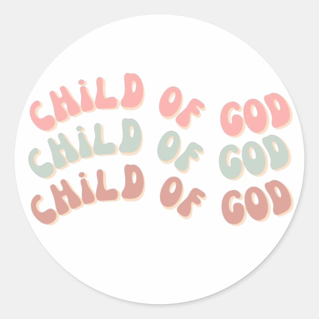 Sticker Rond Enfant de Dieu Vagues rétro (Devant)