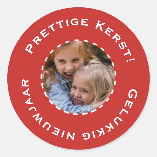 Sticker Rond Enfant de Noël avec photo (Devant)