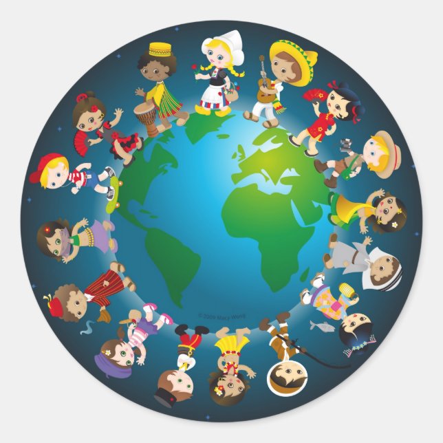 Sticker Rond Enfant du monde (Devant)