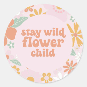 Sticker Rond Enfant Fleur Anniversaire Floral Rétro