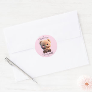 Sticker Rond Enfant mignon ours en peluche 1er anniversaire
