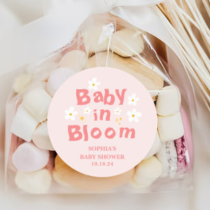 Sticker Rond Enfant Printemps En Fleur Baby shower Favoriser