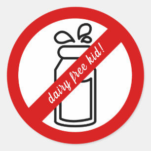 Sticker Rond Enfant sans lait ! Alerte d'allergie laitière pour