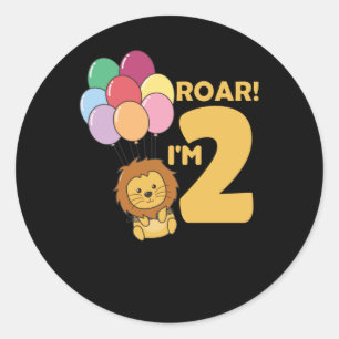 Sticker Rond Enfants 2. Lion d'anniversaire 2 ans Garçon