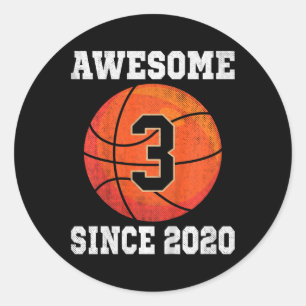 Sticker Rond Enfants 3e anniversaire de basket-ball Lover 3 ans