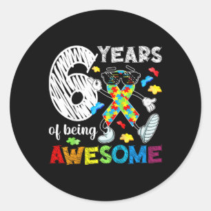 Sticker Rond Enfants 6e Autisme fête d'anniversaire 6 ans Autis