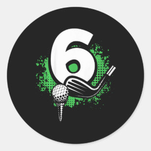 Sticker Rond Enfants 6ème Anniversaire Garçon Joueur de Golf 6