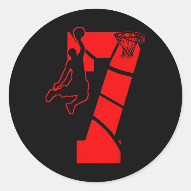 Sticker Rond Enfants 7 ans 7ème Basketball Anniversaire FêteThè (Devant)