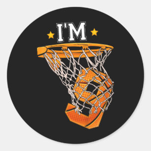 Sticker Rond Enfants 9e Anniversaire Basketball I'm 9 Garçon Fi