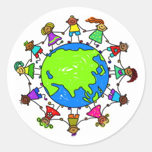 Sticker Rond Enfants asiatiques