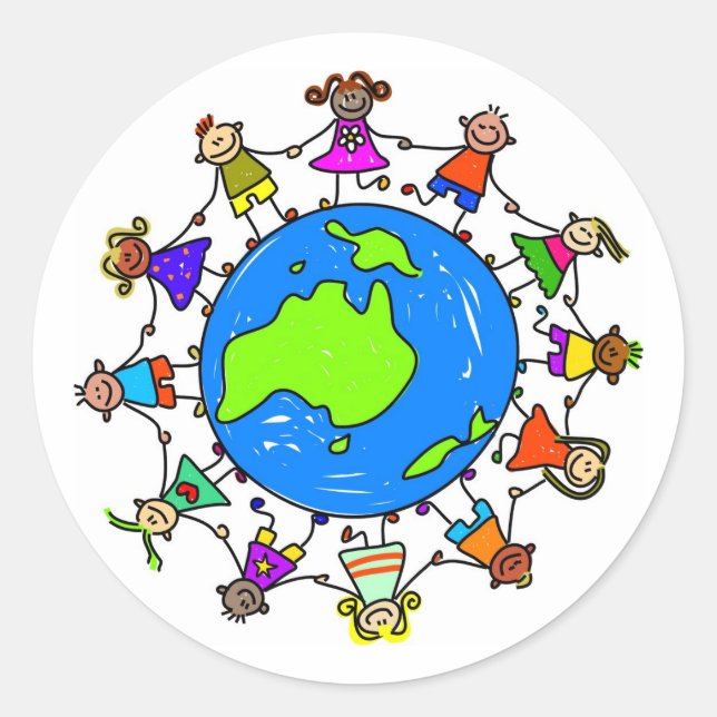 Sticker Rond Enfants australiens (Devant)