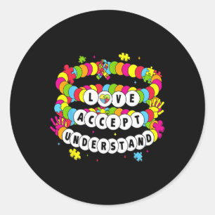 Sticker Rond Enfants Autistes Filles Aimer Accepter Comprendre 