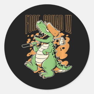 Sticker Rond Enfants Avant Équipe T-rex Dinosaure Golfeur Graph