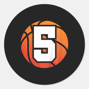 Sticker Rond Enfants Basketball Anniversaire 5 Numéro Cinq Anni