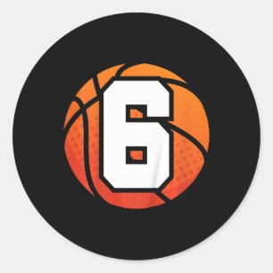 Sticker Rond Enfants Basketball Anniversaire 6 Nombre Enfants B