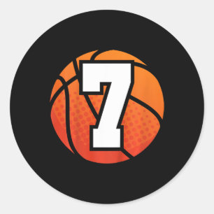 Sticker Rond Enfants Basketball Anniversaire 7 Nombre Sept Anni