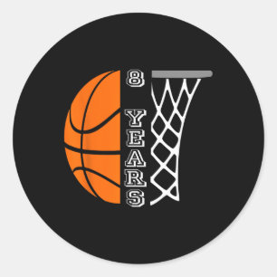 Sticker Rond Enfants Basketball Anniversaire Pour Garçons 8 Ans
