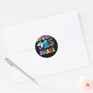 Sticker Rond Enfants Bébé Cute Shark Anniversaire Garçon 2 ans