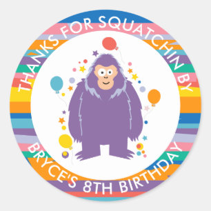 Sticker Rond Enfants Bigfoot Anniversaire Merci