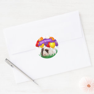 Sticker Rond Enfant's Birthday mignon Guinée Balloon Pig Custom