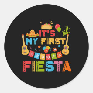 Sticker Rond Enfants C'Est Ma Première Fête Anniversaire Mexica