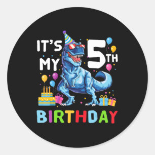 Sticker Rond Enfants c'est mon 5e anniversaire Unicorn (fille d