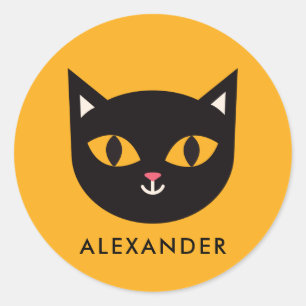 Sticker Rond Enfants Chat Noir d'Halloween