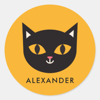 Sticker Rond Enfants Chat Noir d'Halloween