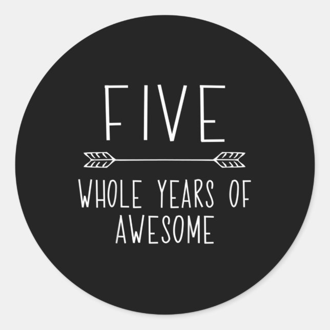 Sticker Rond Enfants Cinquième anniversaire garçon, 5 ans Anniv (Devant)