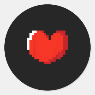 Sticker Rond Enfants Coeur Pixel Art Valentines Jour Amour Jeu 