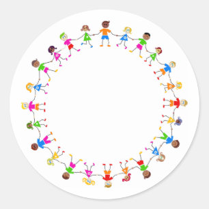 Sticker Rond Enfants colorés
