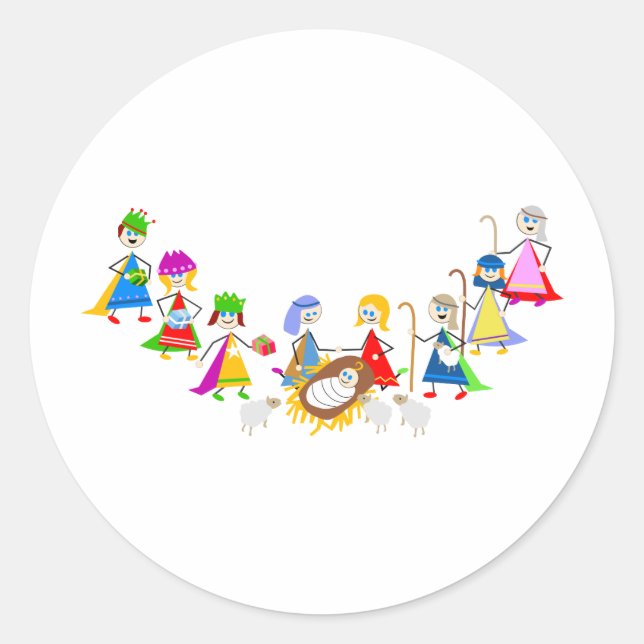Sticker Rond Enfants de la Nativité (Devant)