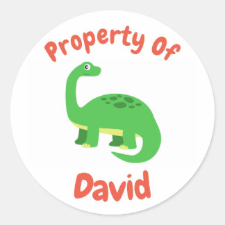 Sticker Rond Enfants Diplodocus Dinosaur Nom personnalisé