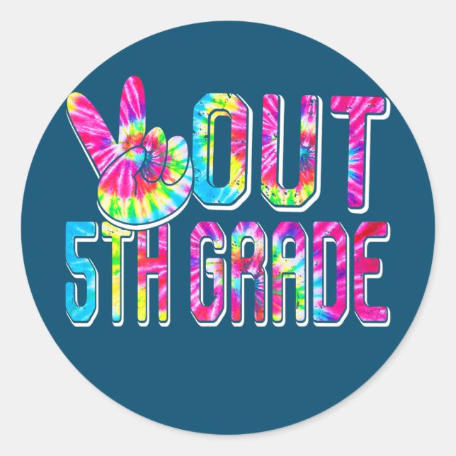 Sticker Rond Enfants diplômés de 5e année Jour Dernier de (Devant)