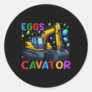Sticker Rond Enfants Eggscavator Bunny Excavateur Oeuf Chasse T