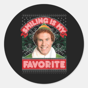 Sticker Rond Enfants Elf Buddy Sourire Est Mon Noël Préféré