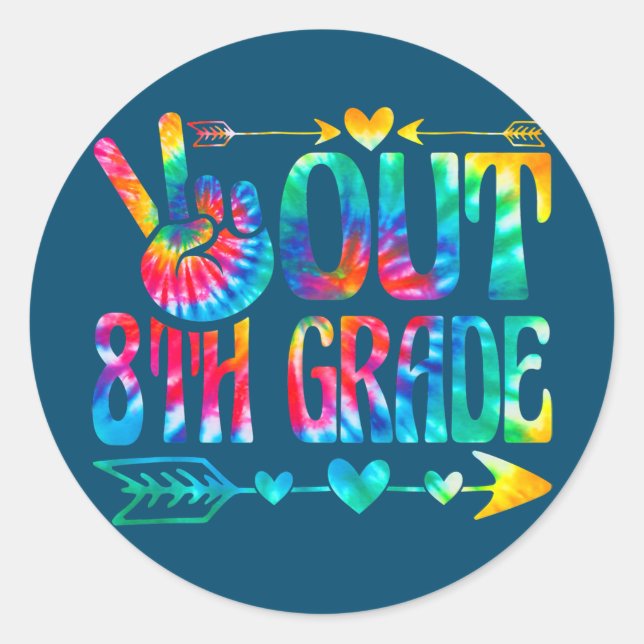 Sticker Rond Enfants Étudiants diplômés de 8e année Dernier jou (Devant)
