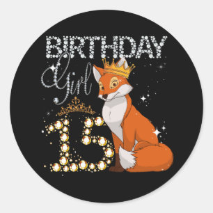 Sticker Rond Enfants Fox Amoureux des animaux 15e anniversaire 