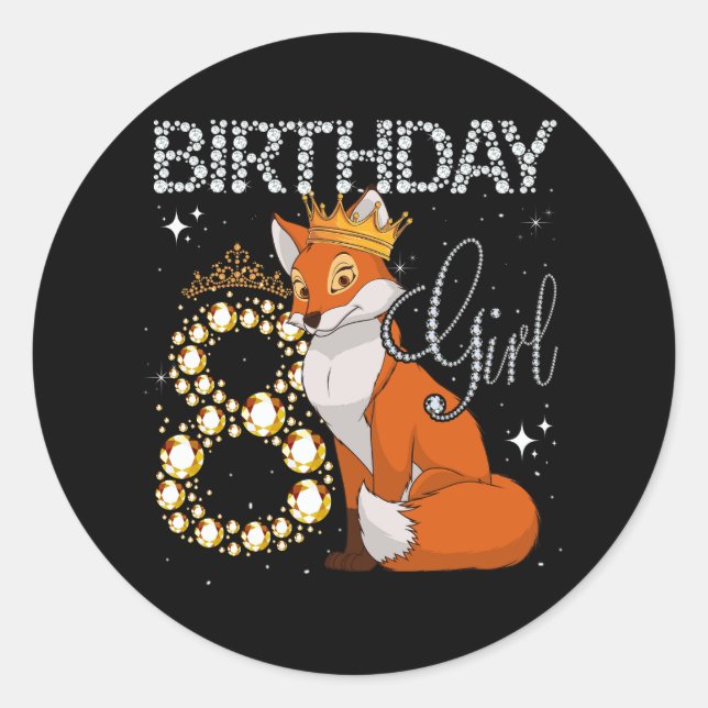 Sticker Rond Enfants Fox Amoureux des animaux 8e anniversaire f (Devant)