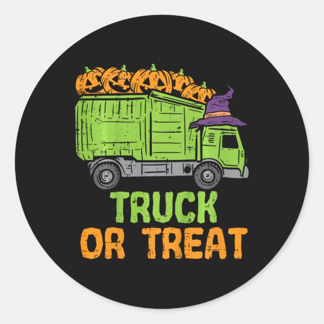 Sticker Rond Enfants Garbage Truck Citrouilles bébé bébé (Devant)
