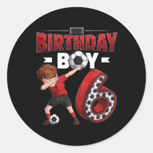 Sticker Rond Enfants Garçon Dabbing 6 Ans Joueur de Football 6e