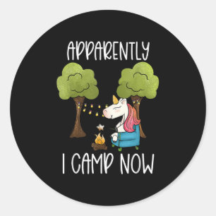 Sticker Rond Enfants Glamping Gear Unicorn Camping Girls Camp