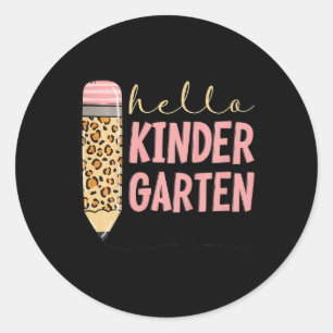 Sticker Rond Enfants Hello Kindergarten 1er Jour De Maternelle